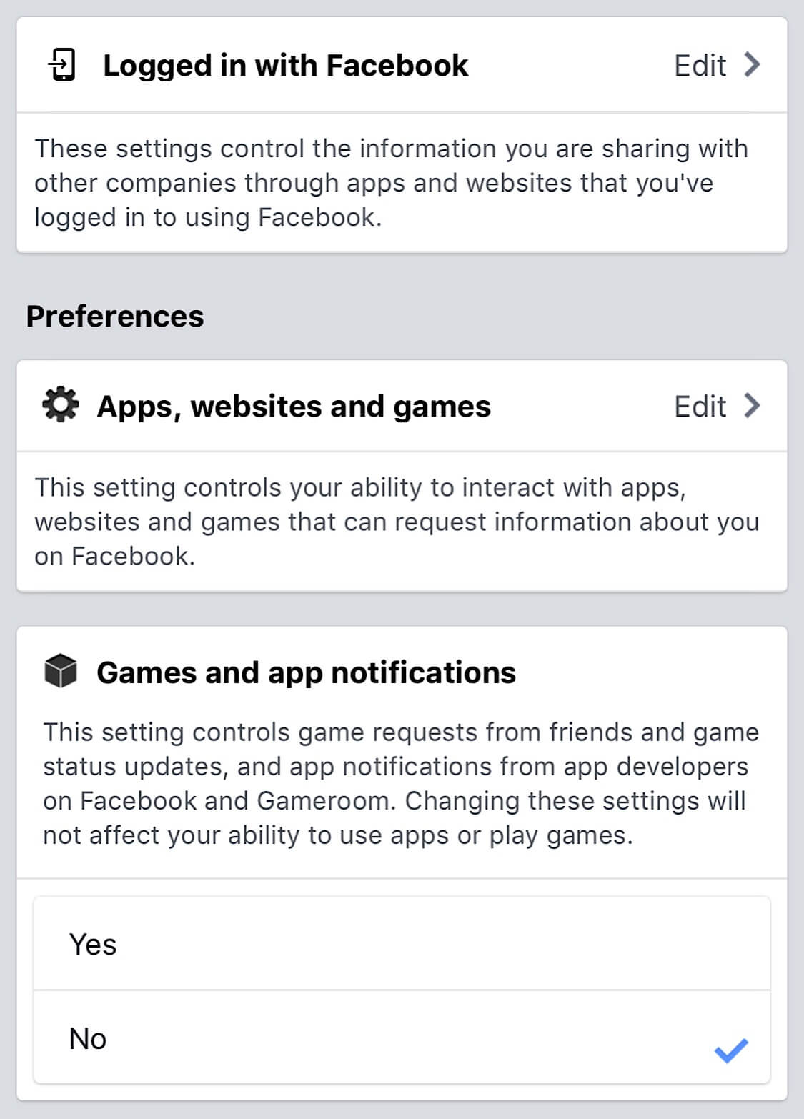 Screenshots showing the specific app and website settings you should change to restrict the amount of data Facebook collects.