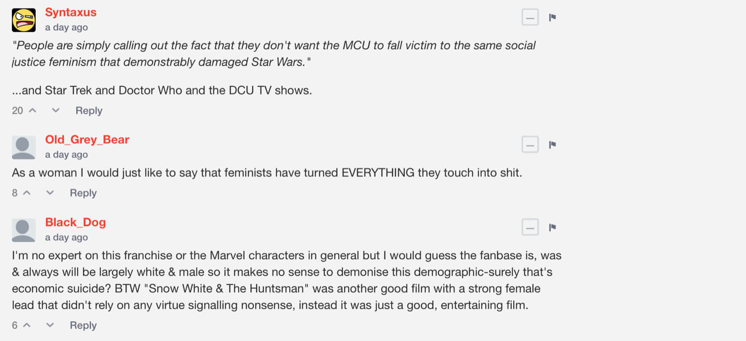 BitChute comments on Computing Forever’s video about Captain Marvel.