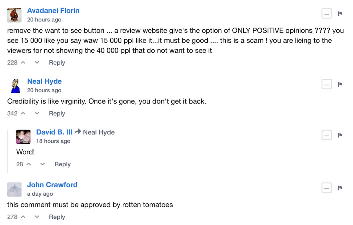 Replies to Rotten Tomatoes’ Announcement on the Changes to Its Audience Rating System.