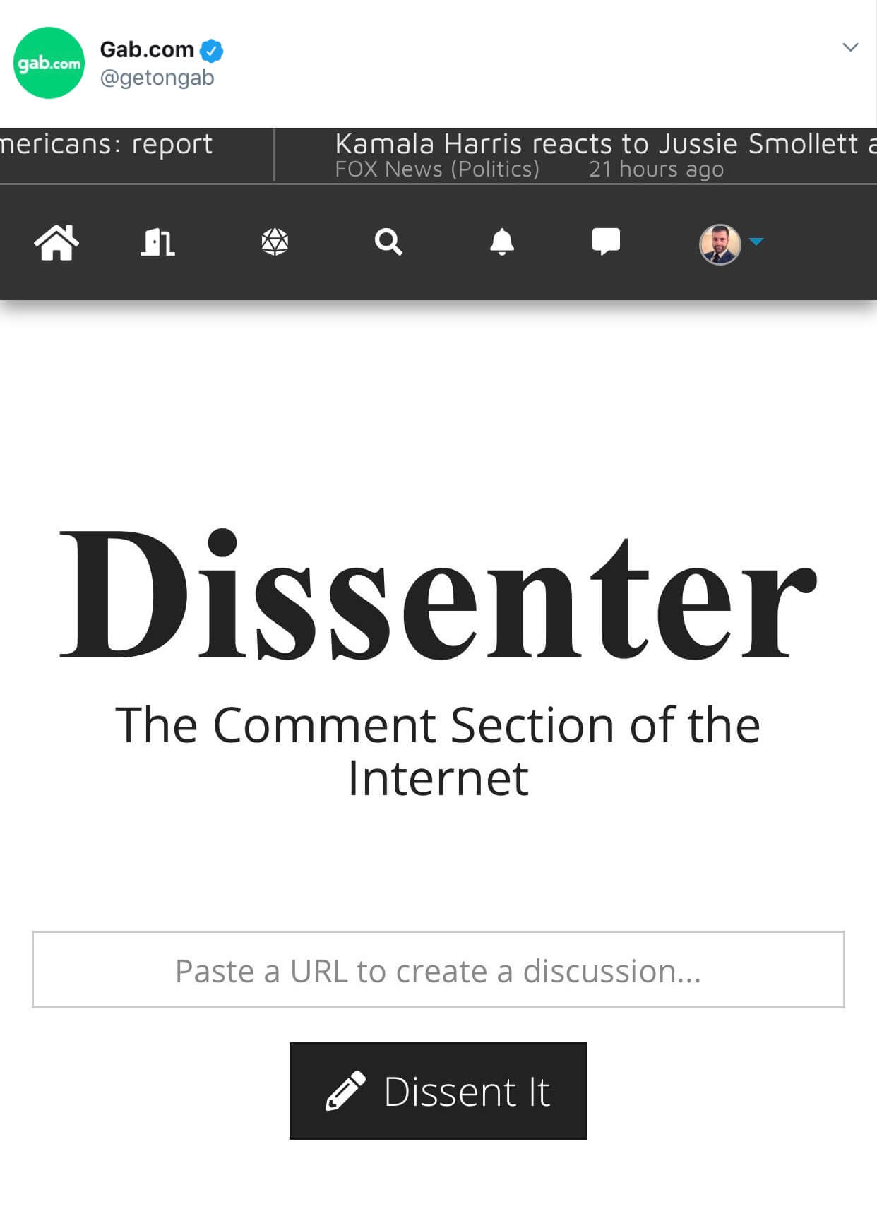 The Dissenter web app.