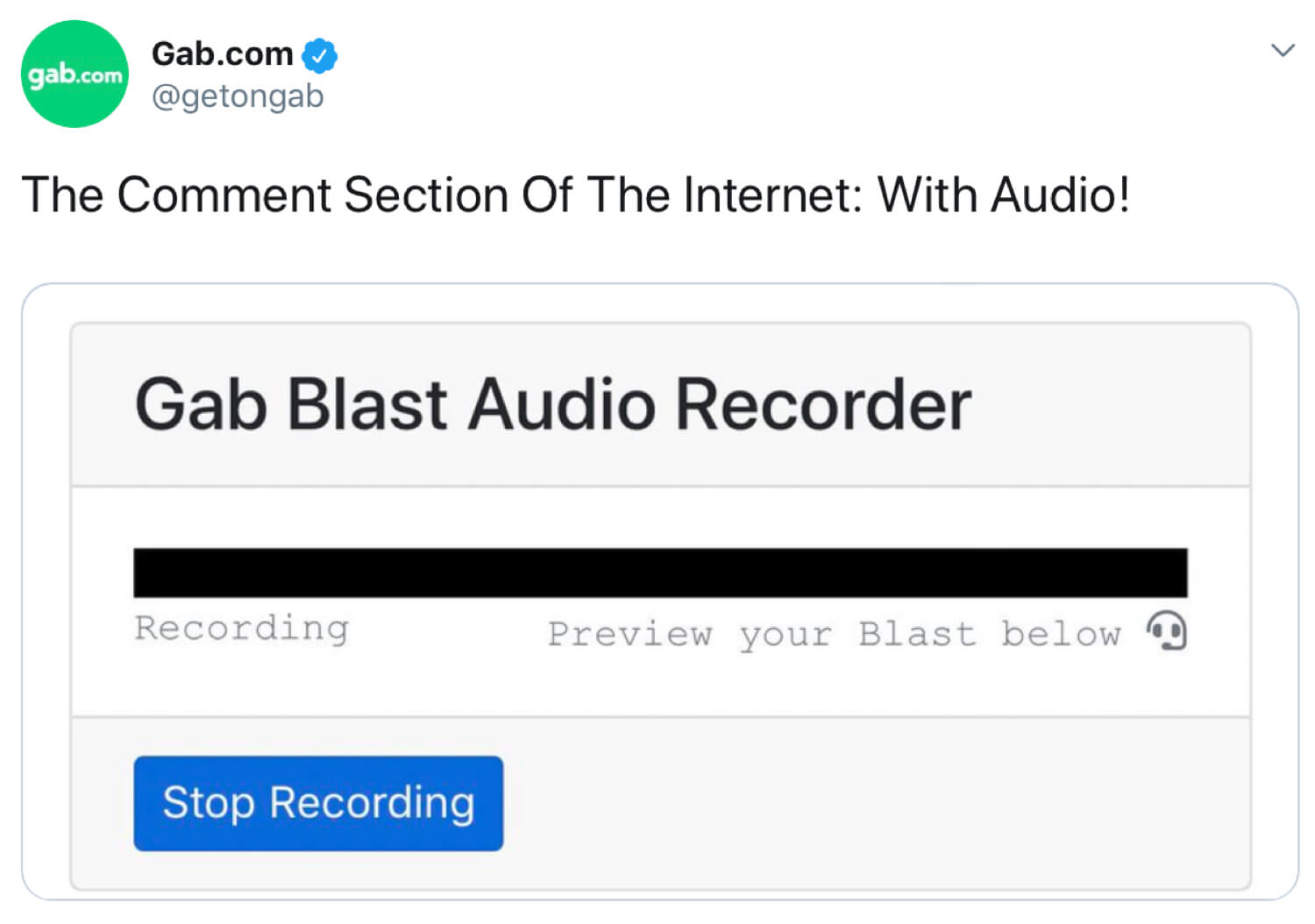 The Gab Blast Audio Recorder feature.