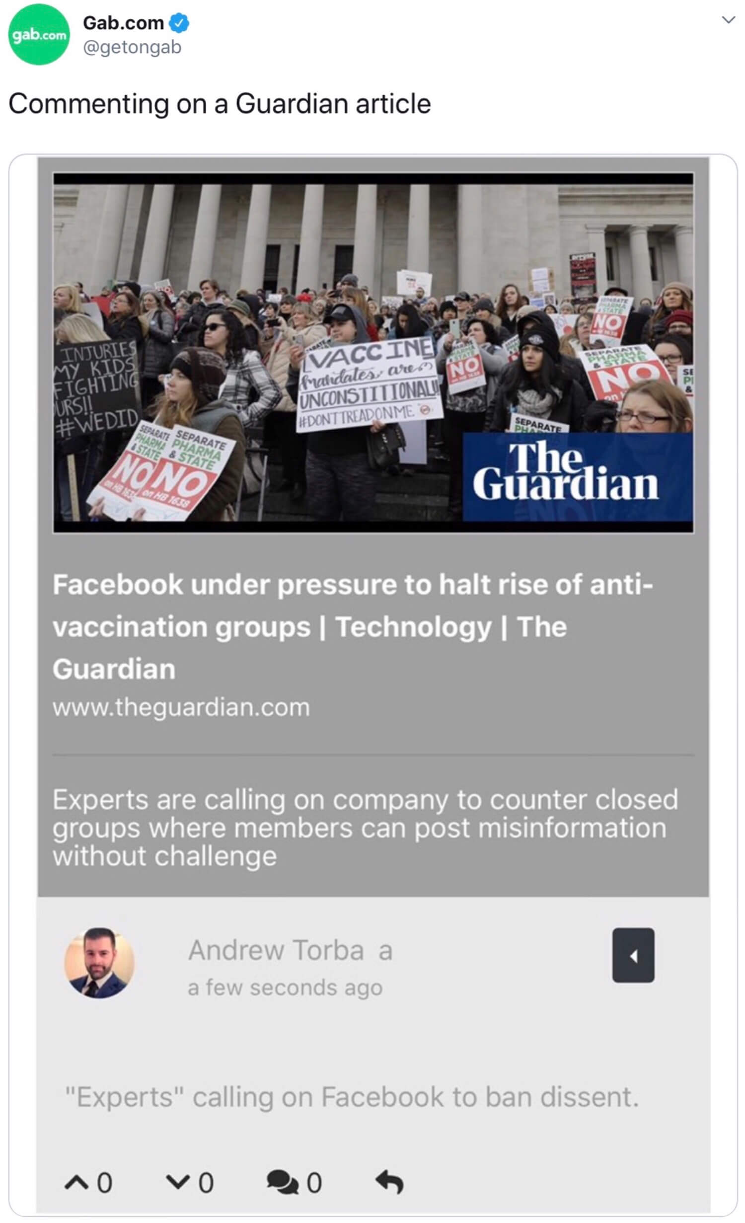 The Dissenter browser extension being used on a Guardian article.