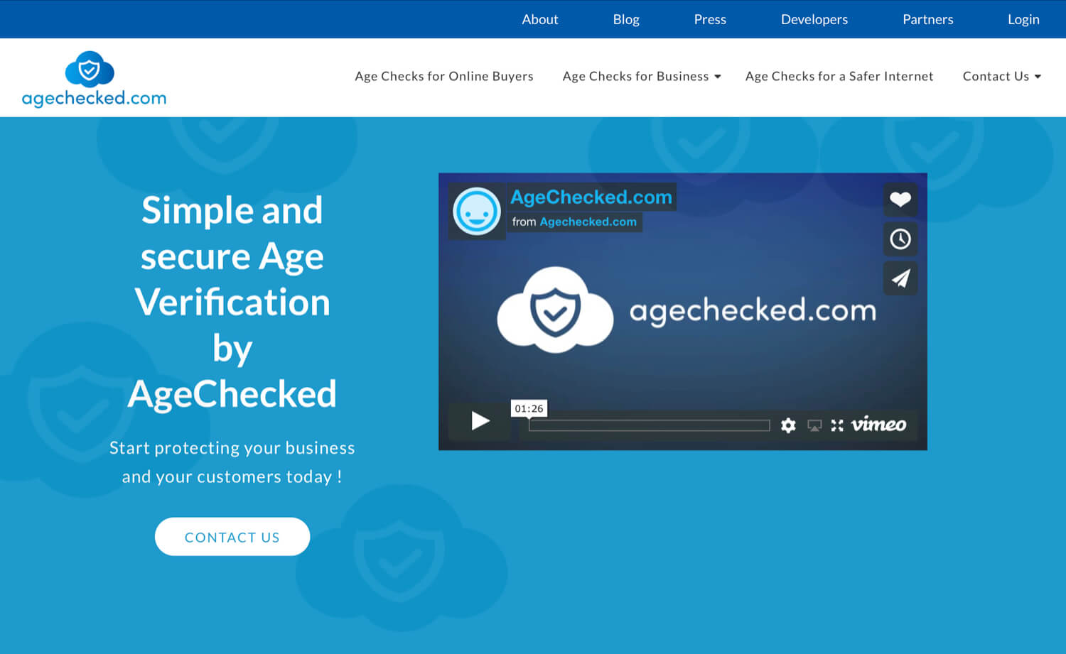 The AgeChecked homepage.