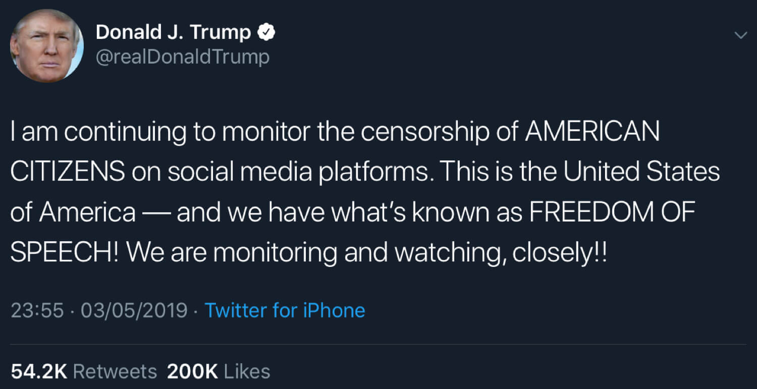 President Trump saying that he's monitoring the social media censorship situation closely.