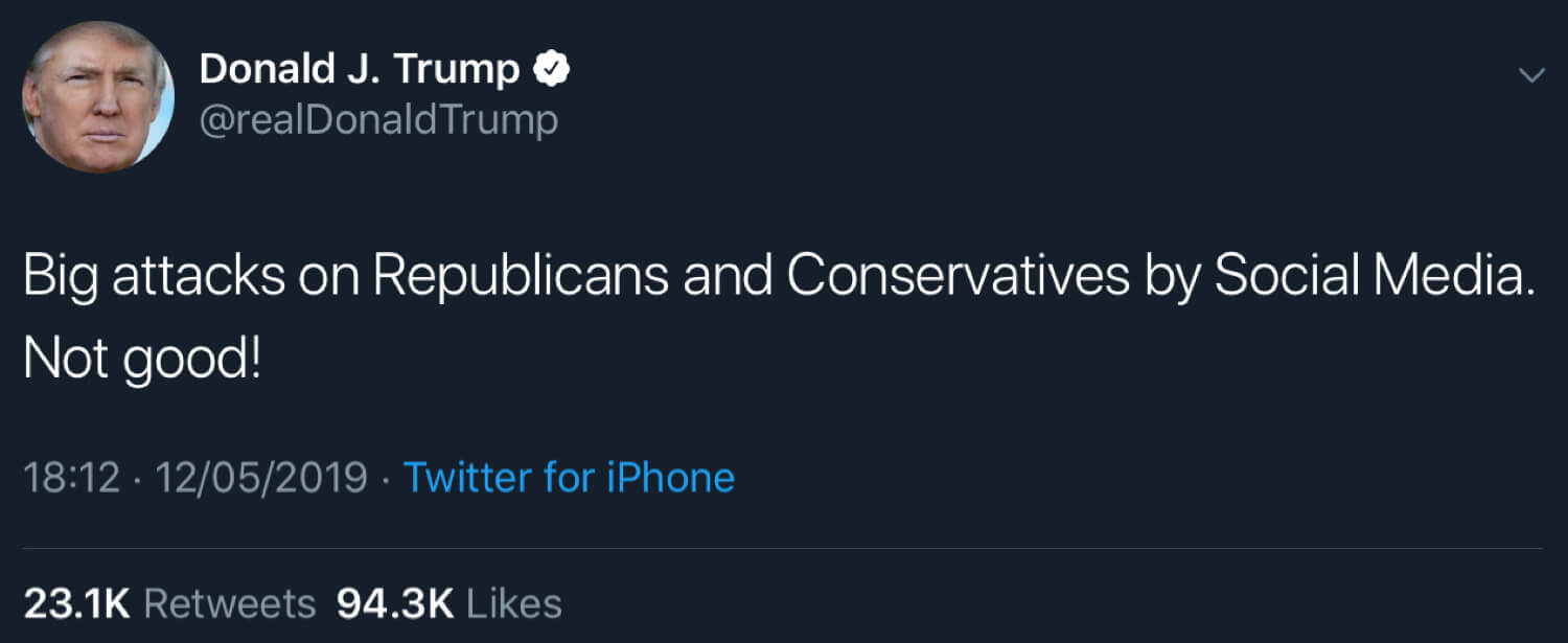 President Trump calling out social media’s attacks on conservatives and Republicans.