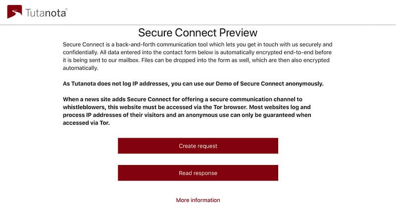The Secure Connect demo page.