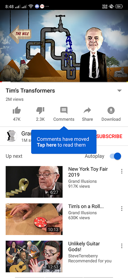 The new comments layout that’s being tested in the YouTube Android app in India.