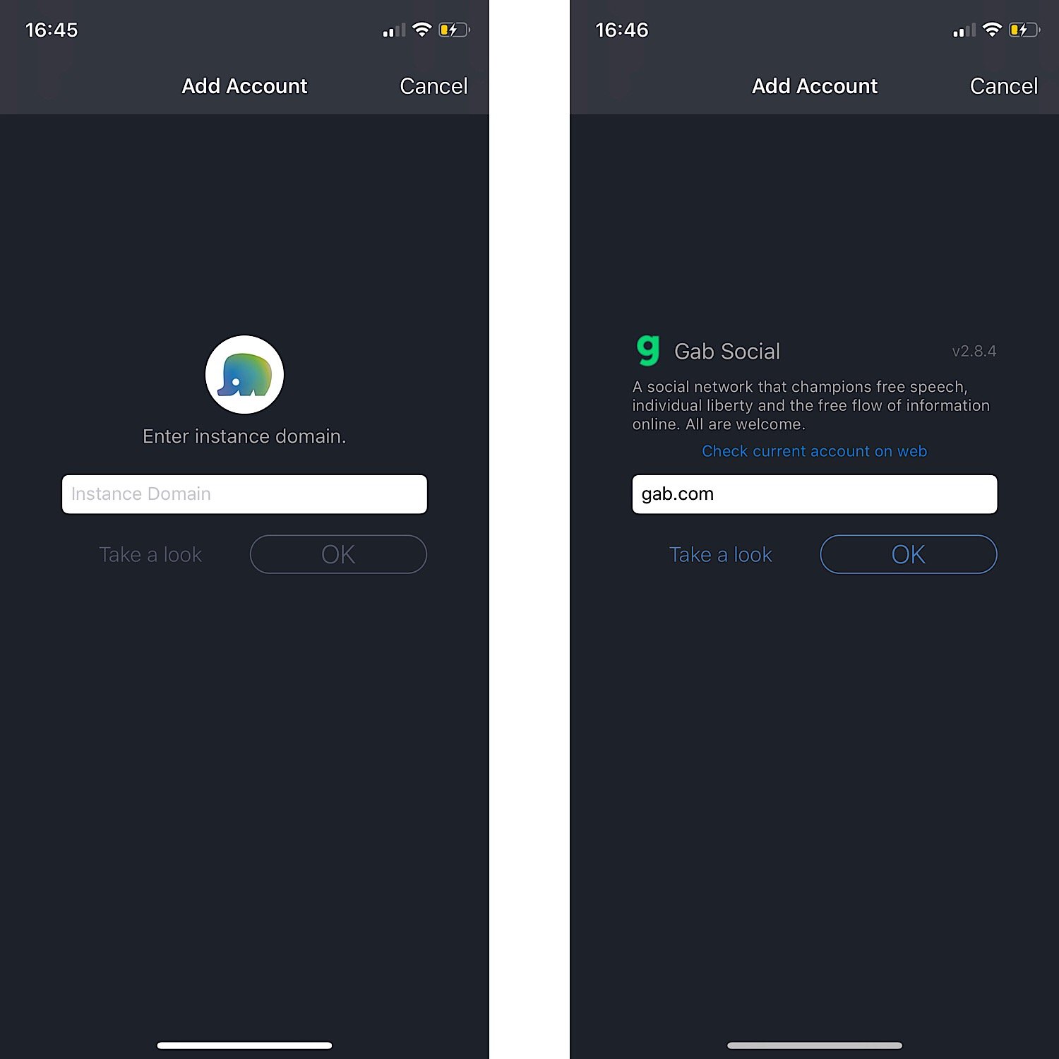 How to add a Gab instance in the Tootle for Mastodon app.