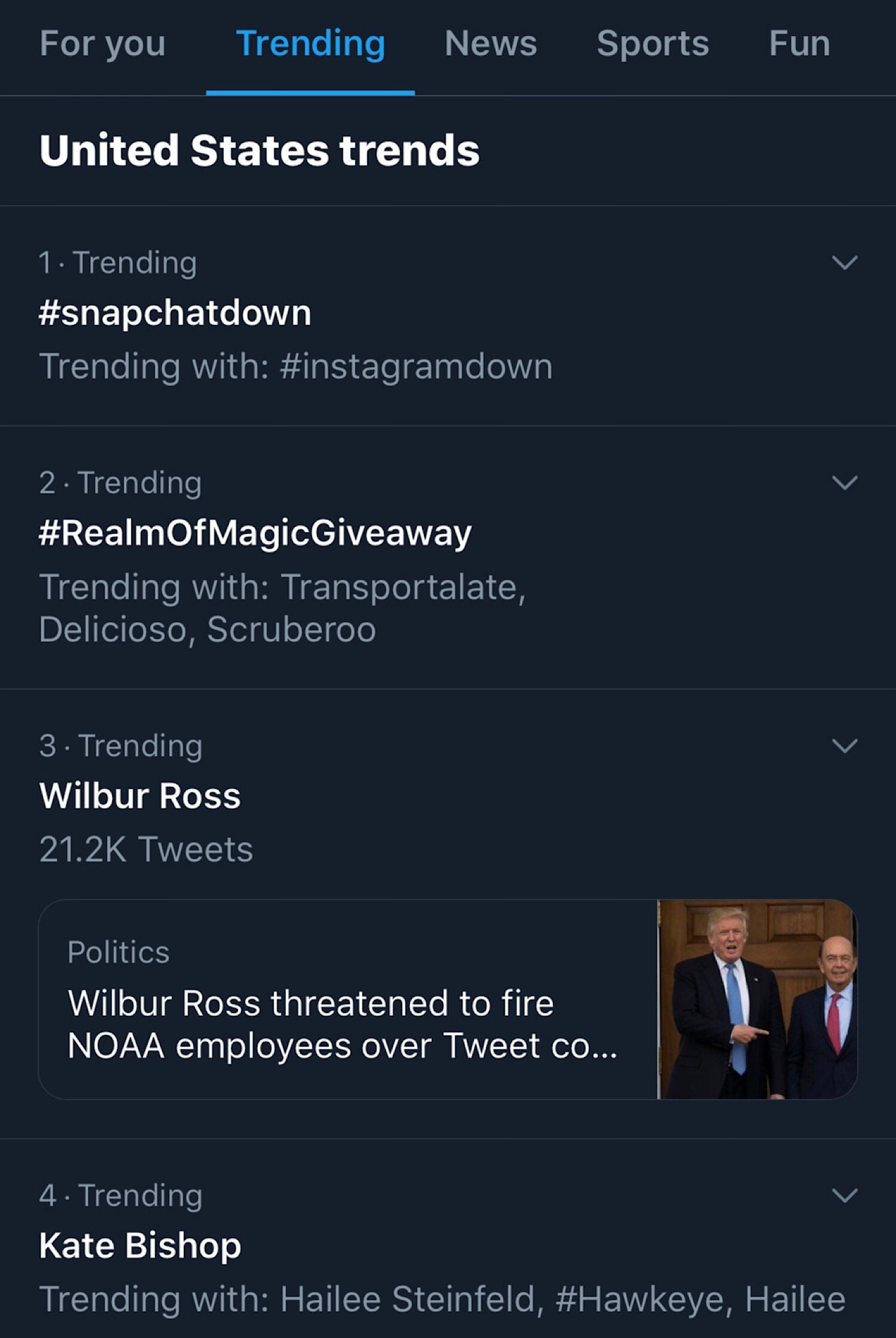 #snapchatdown trending number one on Twitter in the United States.