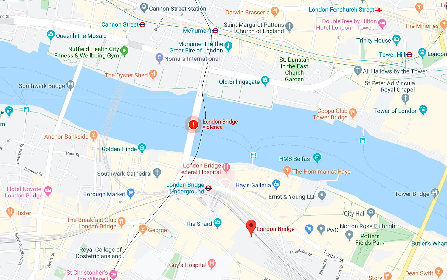 Map Of Tower Bridge Area Google Maps warned users about London Bridge terrorist attack but 