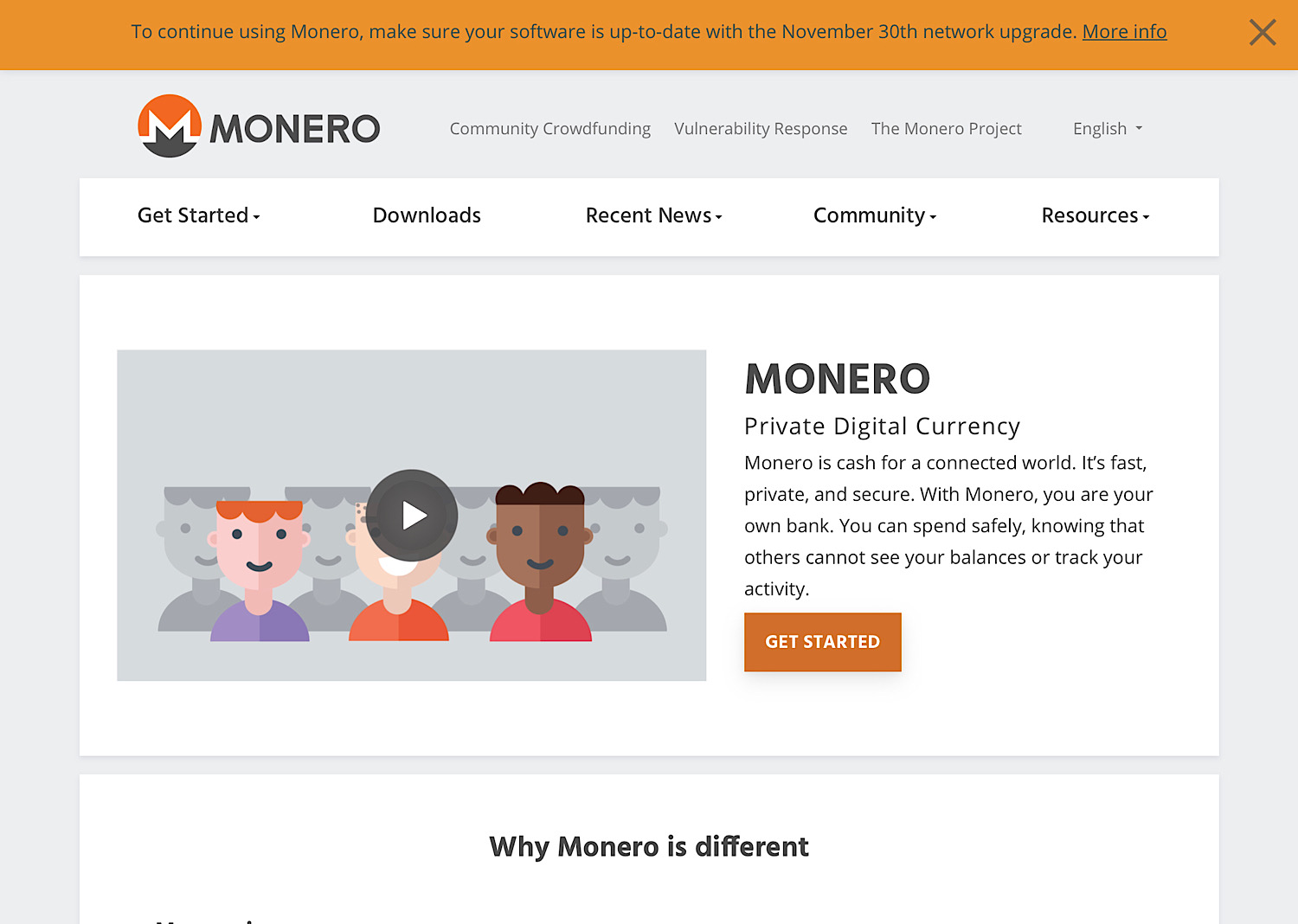 The Monero home page.