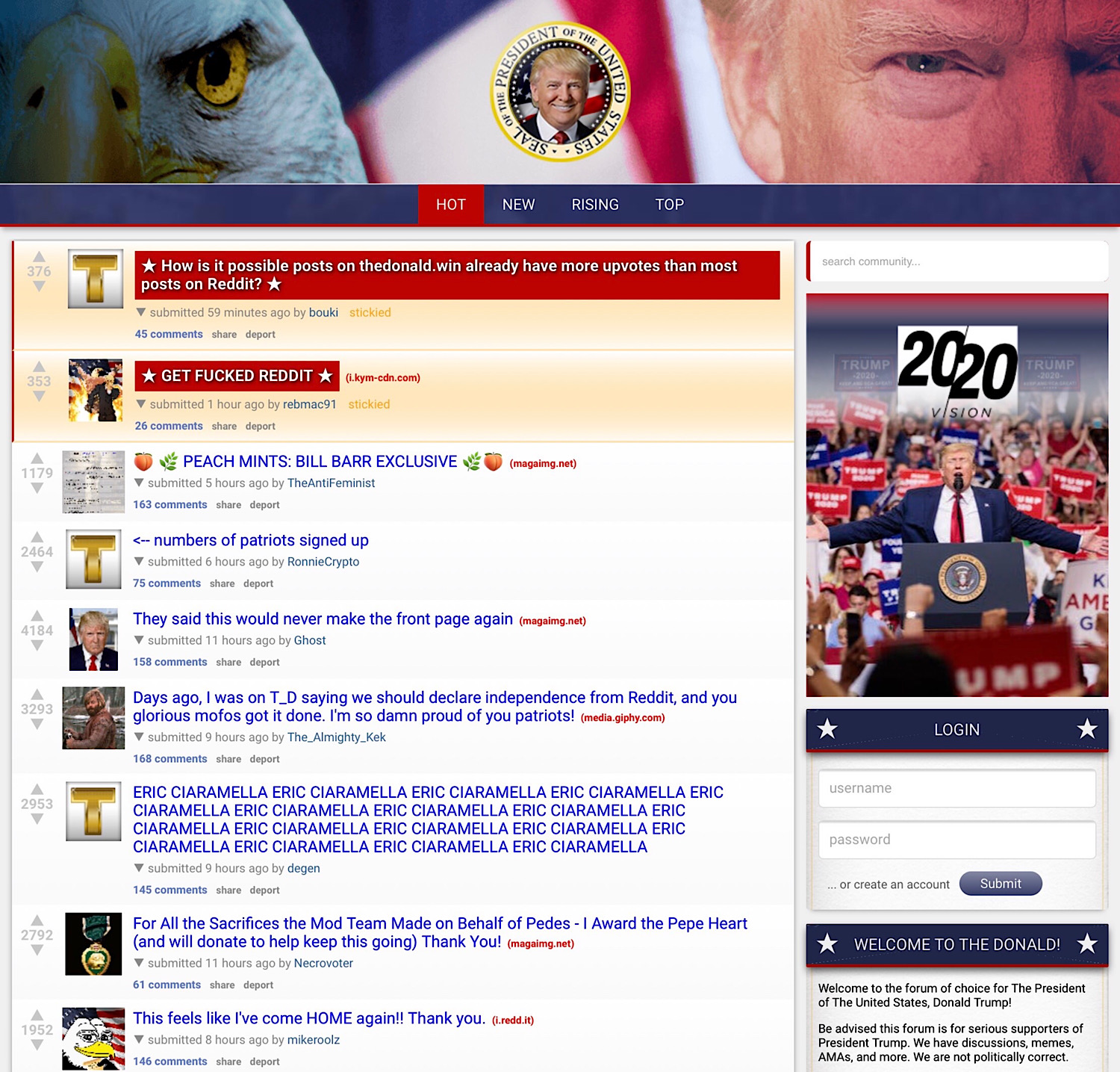 The Hot Page for TheDonald.win.
