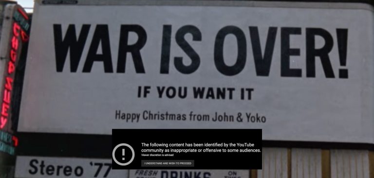 Youtube Puts John Lennon And Yoko Ono S Happy Xmas Behind A Inappropriate Or Offensive Warning