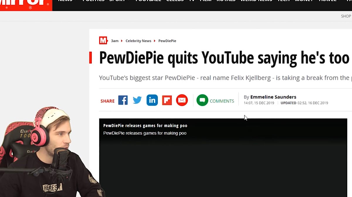PewDiePie slammed the fake news stories about him quitting YouTube (YouTube - PewDiePie)