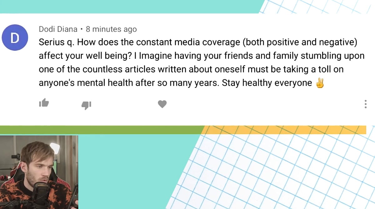 PewDiePie was asked how constant media coverage affects his well-being (YouTube - PewDiePie)