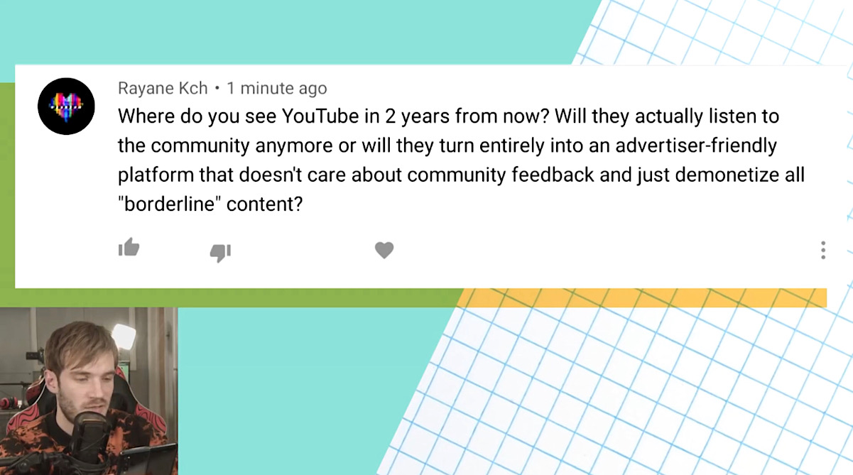 PewDiePie was asked to discuss where he sees YouTube going in the next two years (YouTube - PewDiePie)