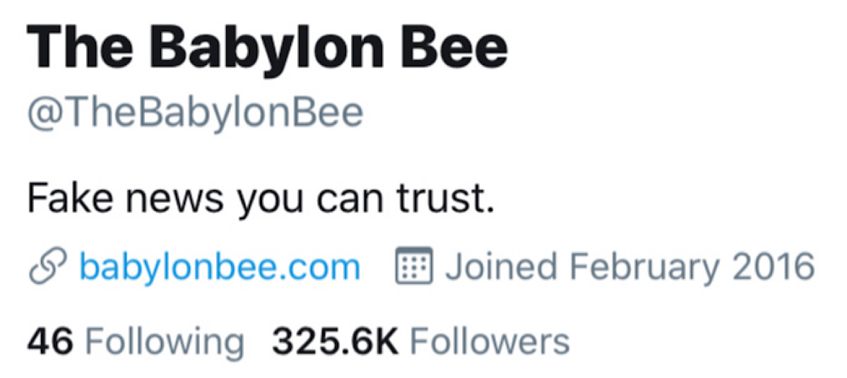 The Babylon Bee’s Twitter bio