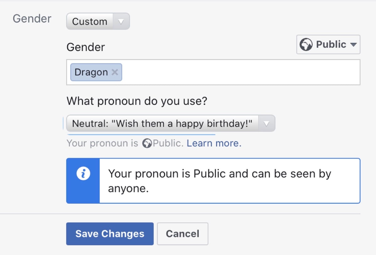 Facebook users can create an unlimited number of gender identities but saying any of them don’t exist is now considered hate speech