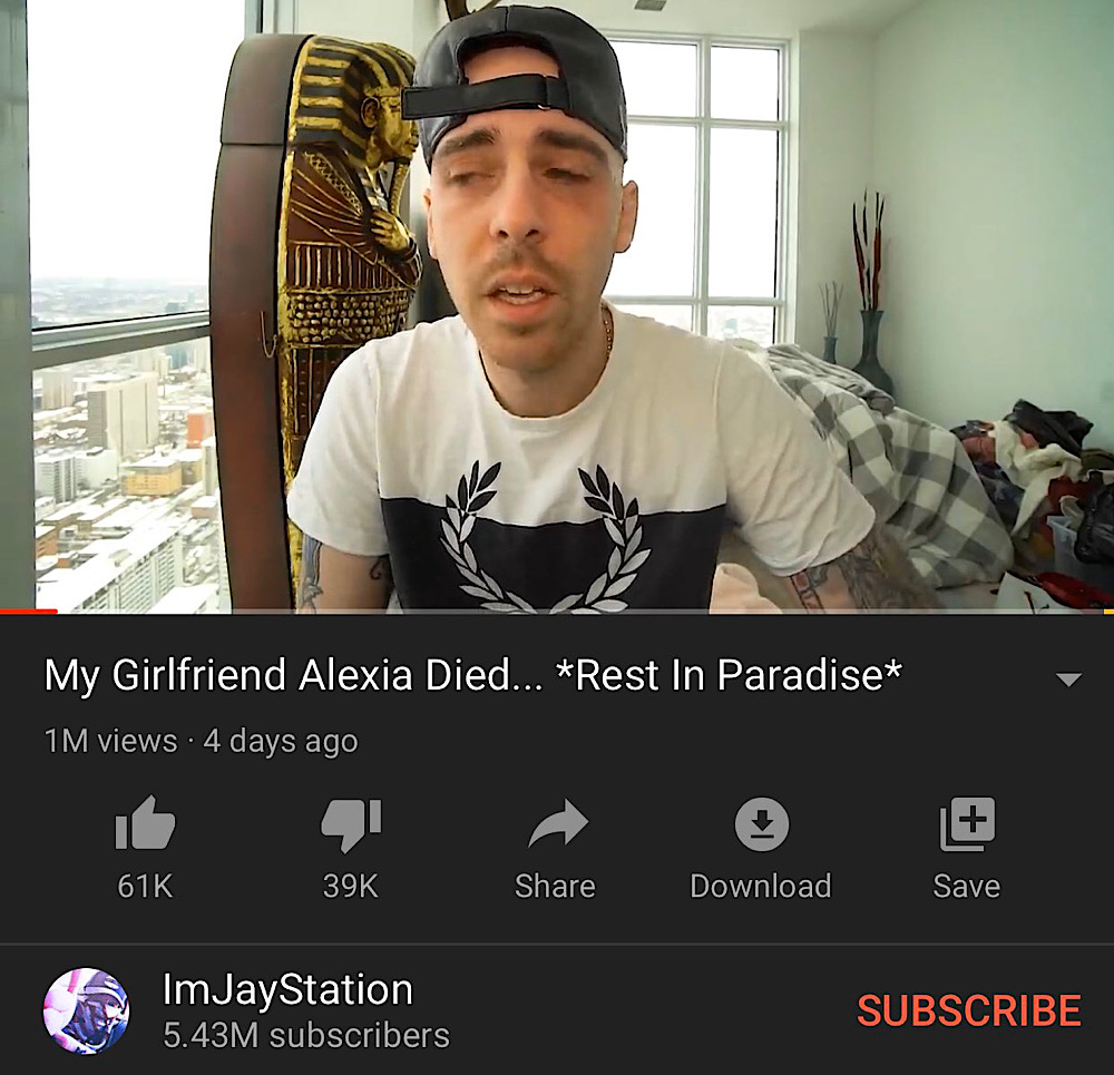 Reclaimthenet Jaystation Admits Lying About Girlfriend Alexia Marano S Death To Gain Youtube Subscribers Vpn Forums