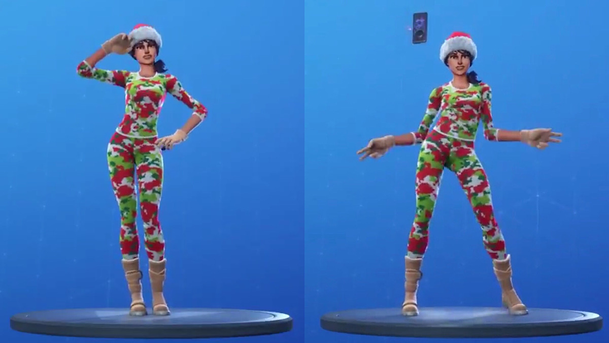 A before and after comparison showing the impact of the swelling that takes place during the selfie part of the Poki emote (Reddit - r/FortniteBR)