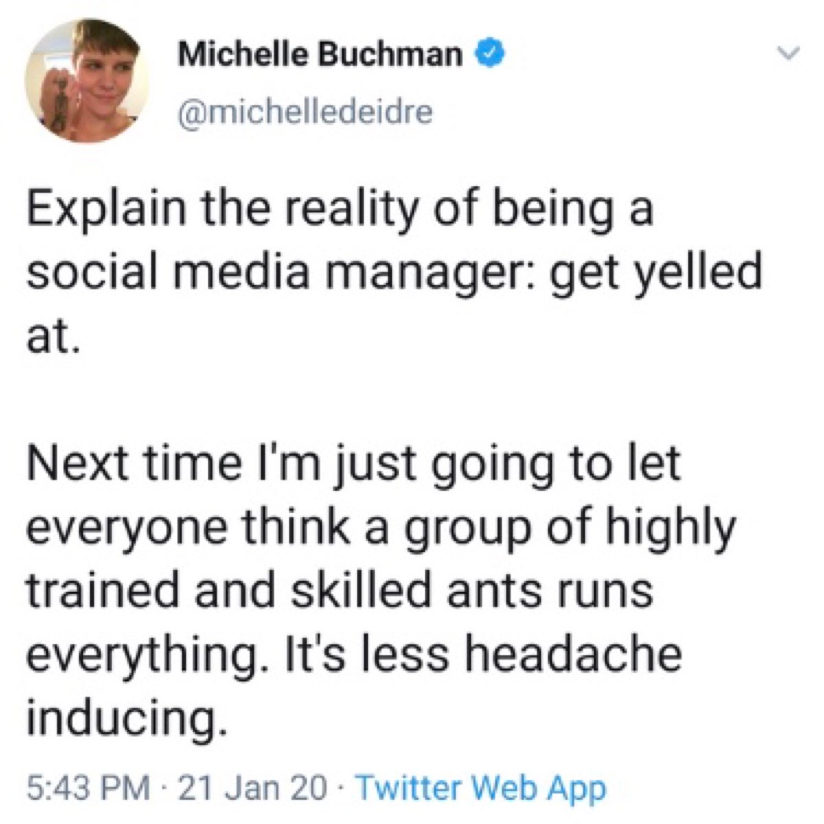 Buchman expressed her frustration at getting “yelled at” by Reylos (Twitter - @saltandrockets)