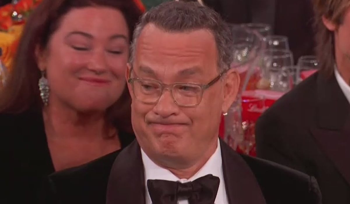 Hanks’ grimacing reaction to Gervais’ opening monologue at the 2020 Golden Globes quickly became a meme