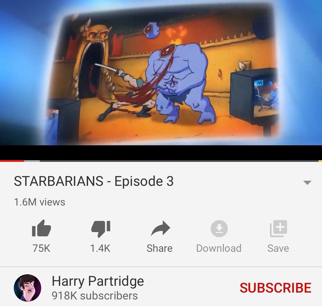 STARBARIANS is an animated series which features violence, gore, and sexual content (YouTube - <a href="https://www.youtube.com/watch?v=USJdjcoTmCc">STARBARIANS - Episode 3</a>)