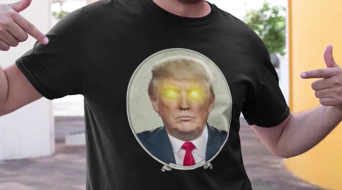 This “Trump Is Growing Stronger” t-shirt is one of several that were removed from Dice’s YouTube merch shelf (YouTube - Mark Dice)