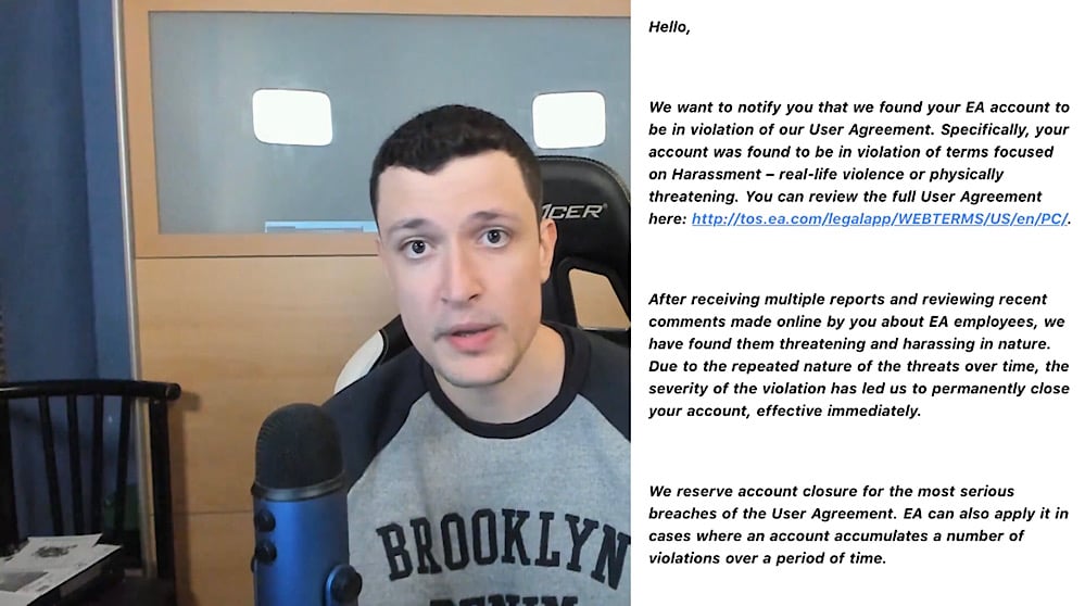 Kurt blasted EA for accusing him of being “abusive and threatening” without providing any evidence to support these claims (YouTube - Kurt0411)