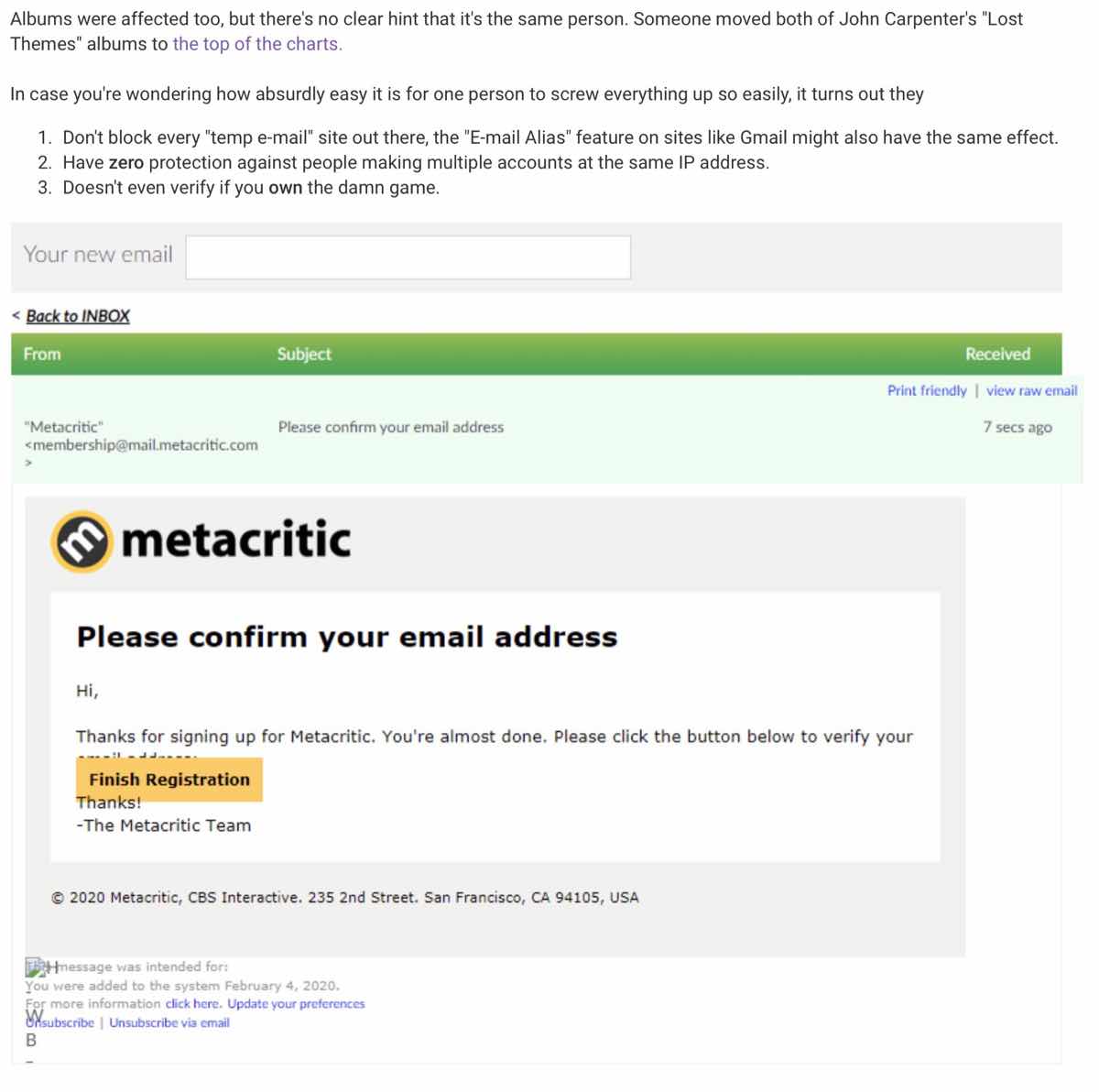 The ResetEra member documented “how absurdly easy it is” for one person to review bomb games on Metacritic