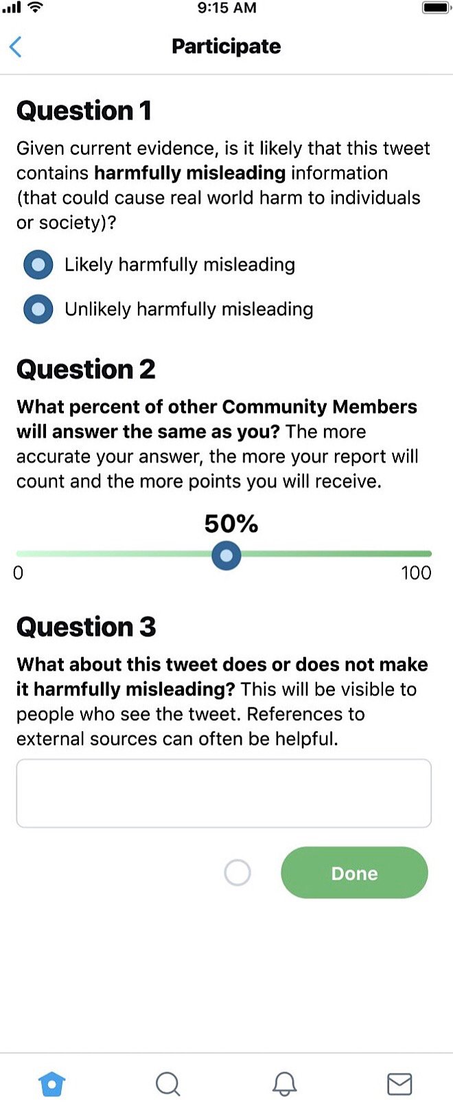 The demo of the Community Notes feature asks users to rate whether tweets are harmfully misleading and to explain why (Twitter - @oneunderscore__)