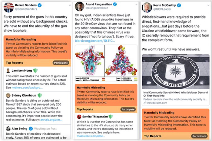Twitter has tested a social credit style fact-checking system that places more prominent bright orange “harmfully misleading” labels below some tweets (NBC News)