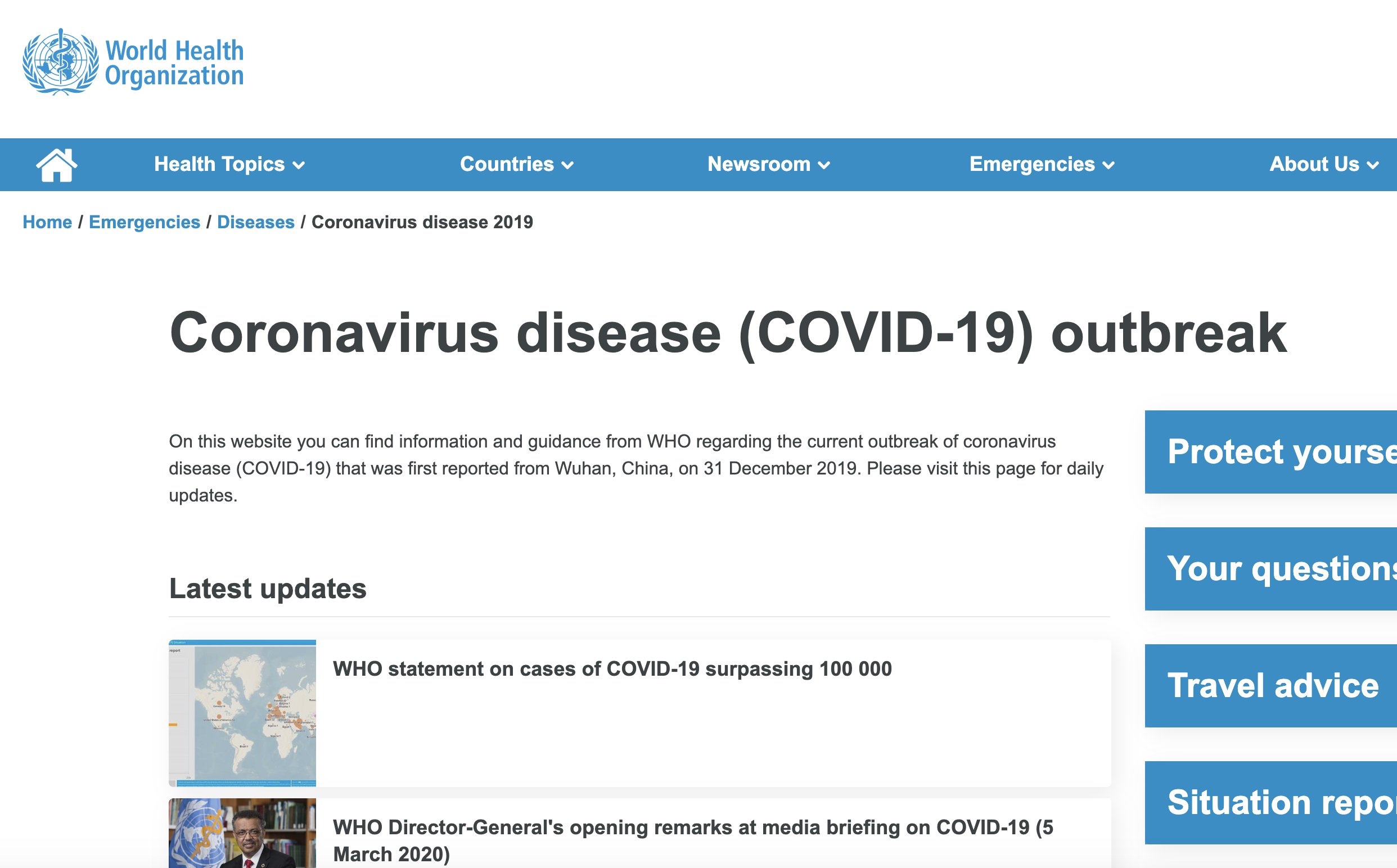 These YouTube desktop notifications direct US users to a WHO page about the coronavirus