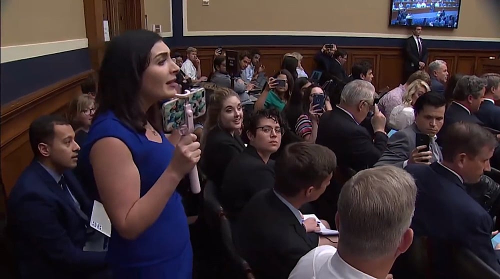 Two months before she was banned on Twitter, Laura Loomer spoke up during a 2018 congressional hearing and urged President Trump to help conservatives who were being censored on social media (YouTube - C-SPAN)