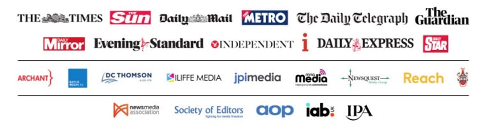 The open letter was signed by 25 UK newspapers and media groups including The Guardian, The Independent, The Times, and The Daily Telegraph