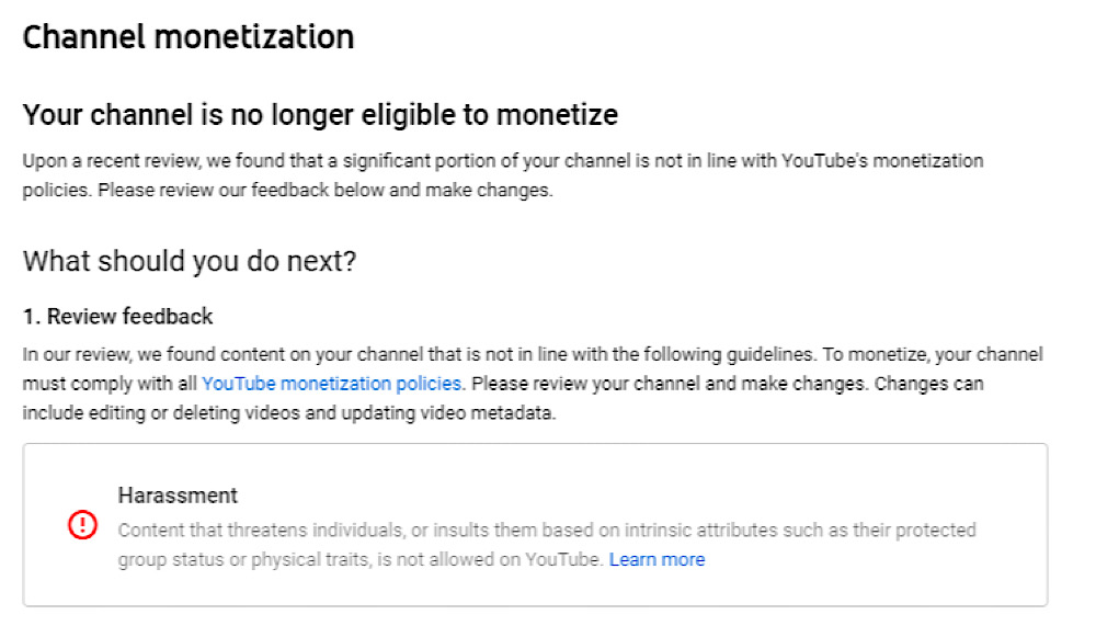 YouTube demonetized AugieRFC under its controversial “harassment” rules (Twitter - @AugieRFC)