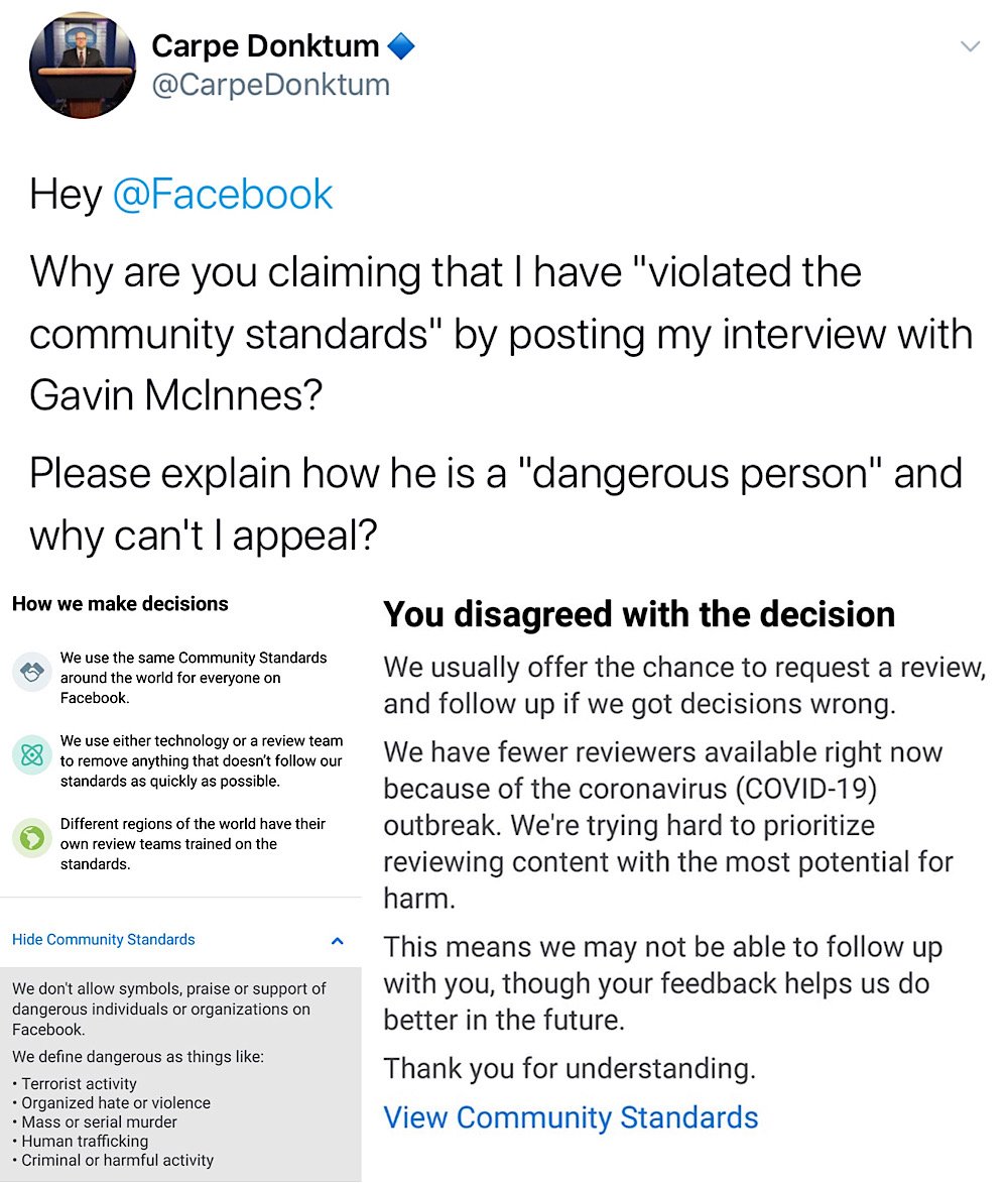 YouTube told(Telegram - @RealGavinMcInnes)