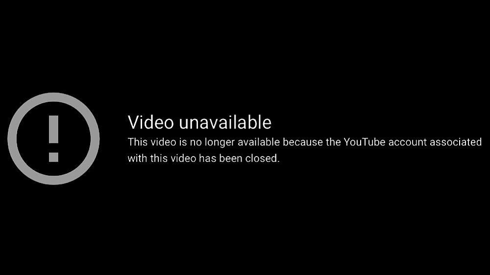 Press For Truth's old videos now display a message that says "This video is no longer available because the YouTube account associated with it has been closed" (YouTube - Press For Truth)