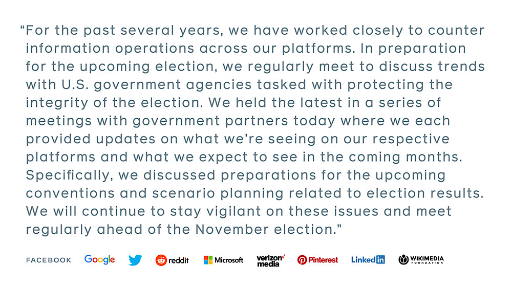 Big Tech companies met with government partners to discuss "scenario planning related to election results" (@Policy)