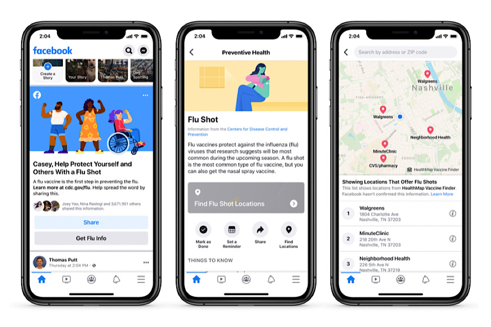 Facebook will start telling users to get a flu shot, encouraging them to set a flu shot reminder, and pushing them to share this reminder with others (Facebook Newsroom)