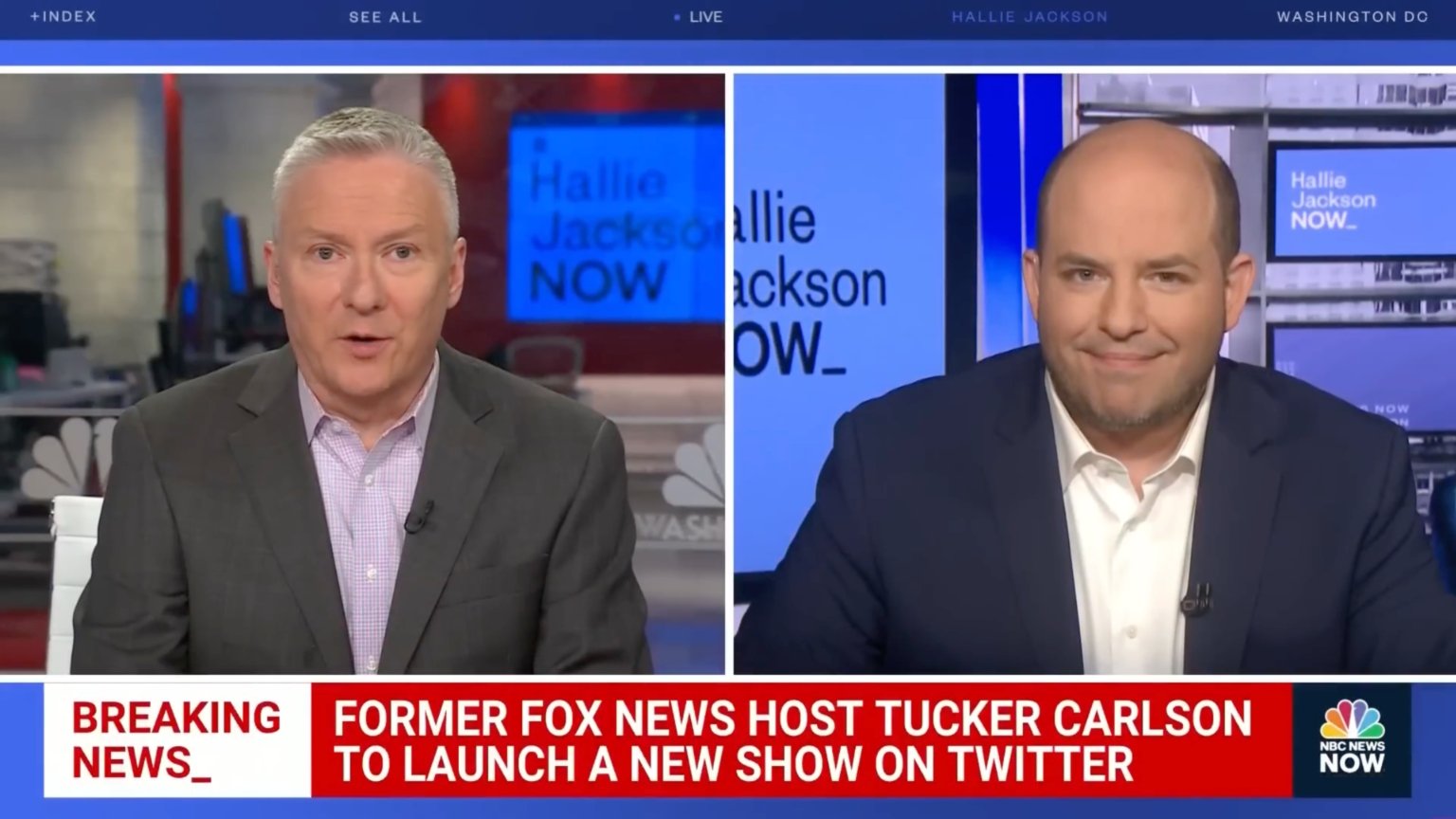 Watch: NBC And Brian Stelter Alarmed That Nobody Can “Police” Tucker Carlson’s Speech On Twitter