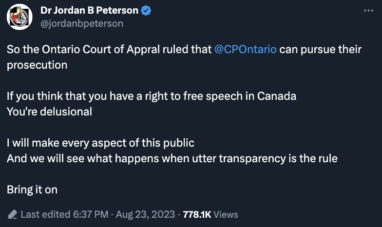 Jordan Peterson will appeal 're-education' mandate