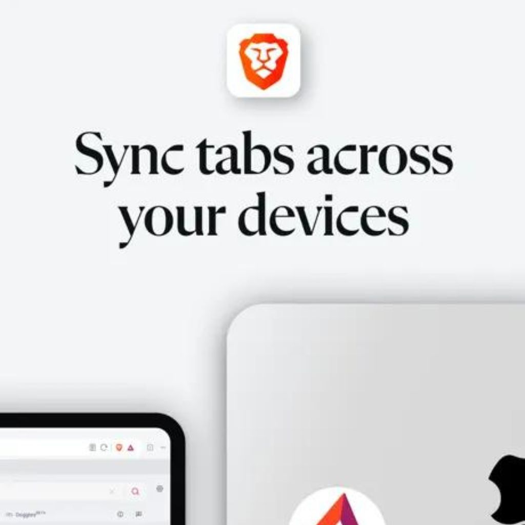 Sync tabs across your devices with Brave browser logo.