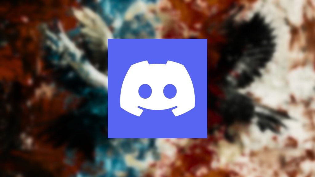 Discord logo on a blurred multicolored background.