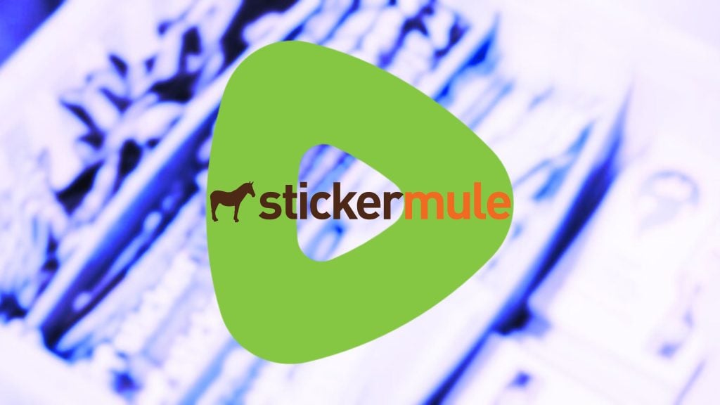 Sticker Mule logo with a green play button shape and a stylized mule silhouette.