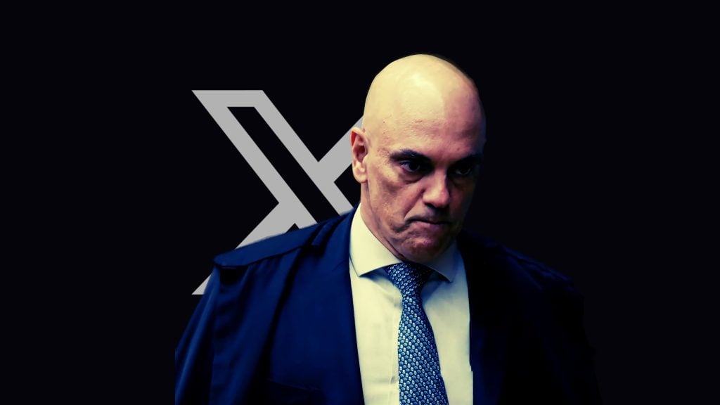 Moraes in a suit and tie standing in front of a stylized letter 'X' on a dark background.