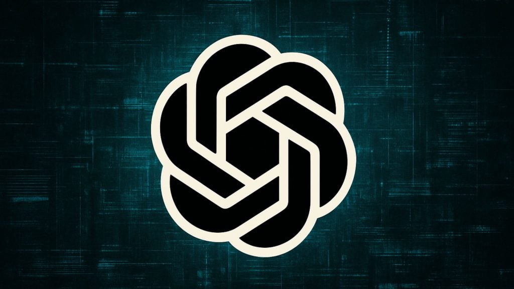 Black and white stylized interconnected geometric shape forming a flower with a hexagon center on a textured dark teal background