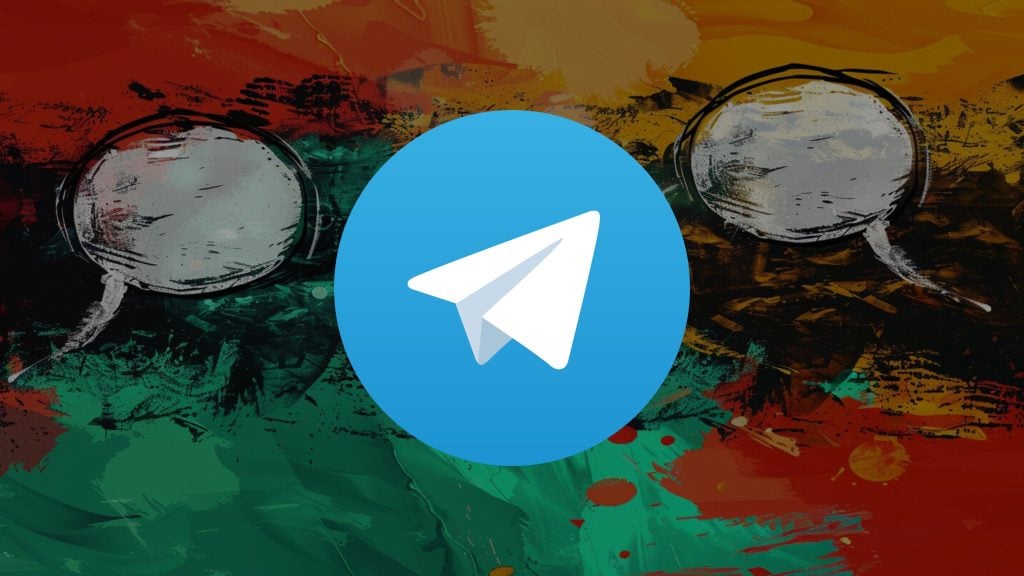 White paper airplane icon inside a blue circle over a colorful abstract background with speech bubbles on the left and right sides