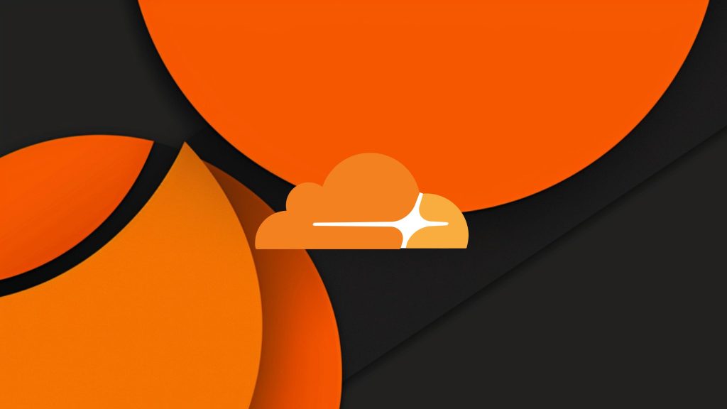 Bright orange cloud logo with a white stylized sparkle centered over overlapping large orange circles and semicircles on a dark background.